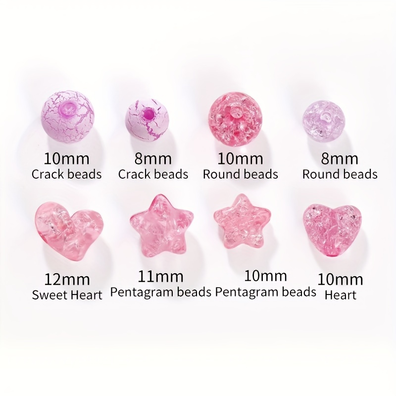 50pcs Colorful Acrylic Crackle Glass Pattern Beads for DIY Jewelry